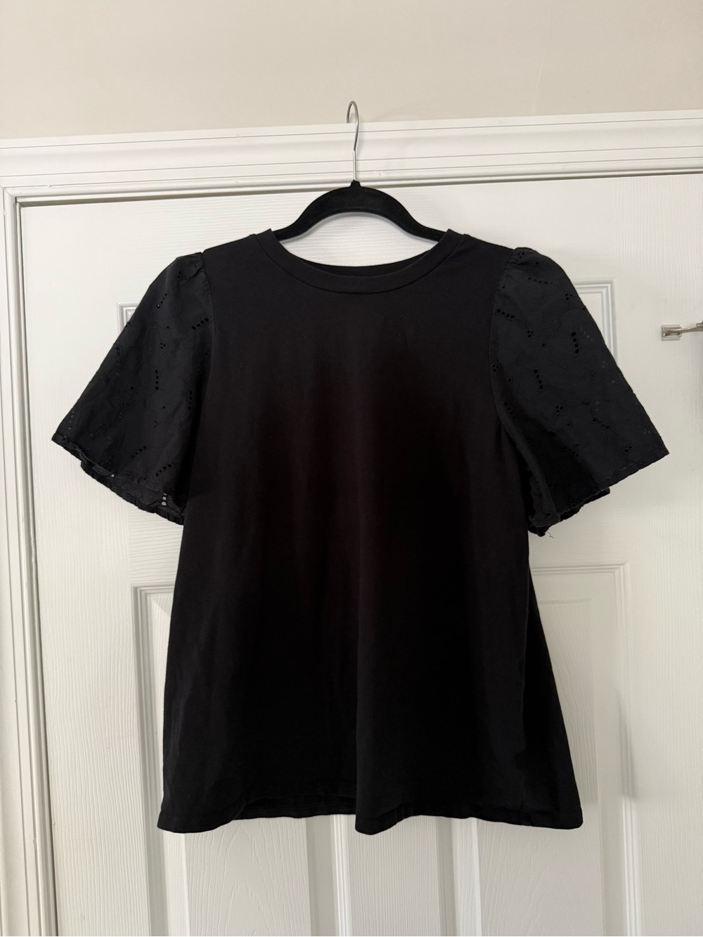 a new day Black Eyelet Puff Sleeve Tee